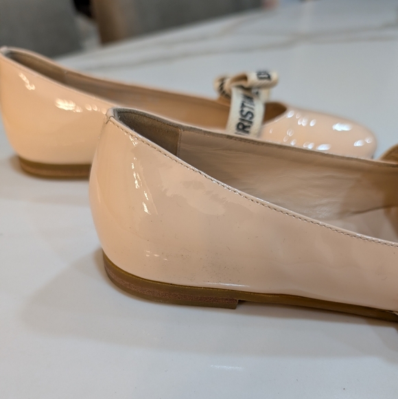Dior Girls Pink Patent Flats with Logo Ribbon Sz 13 - Picture 3 of 6